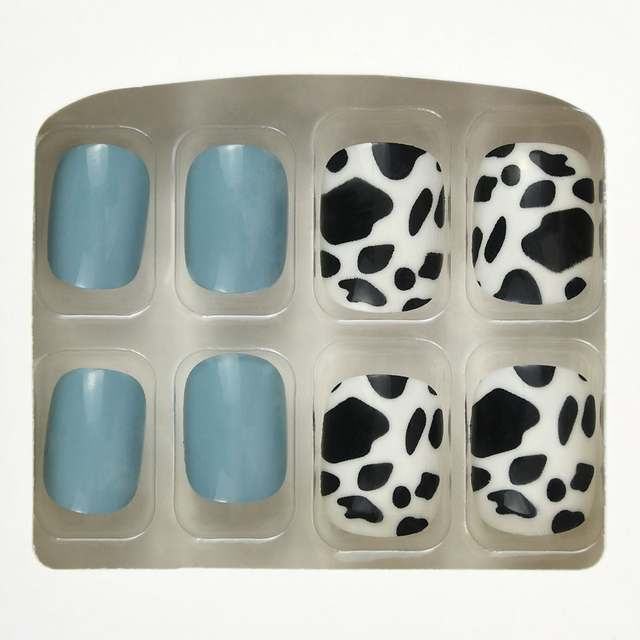 Imprimé léopard couleur bleue couverture complète appuyez sur les pointes des ongles