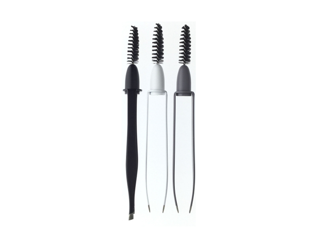 Pince à sourcils en acier inoxydable 2 en 1 pour brosse à cils