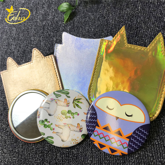 Miroir de poche de dessin animé de miroir cosmétique pliant circulaire