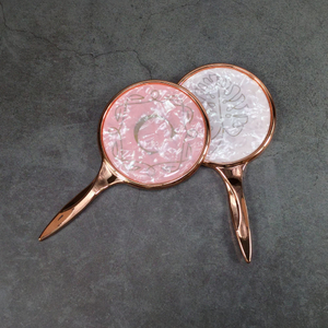 Miroir à poignée à motif de feuilles Miroir à main rond portable