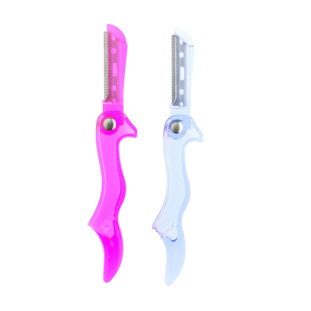 Razor de sourcil pliant bleu et rose portable